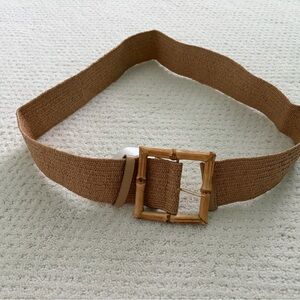 Brown Woven Stretch Belt with Bamboo Buckle NWT MIMI SEABROOK ANTHROPOLOGIE NEW
